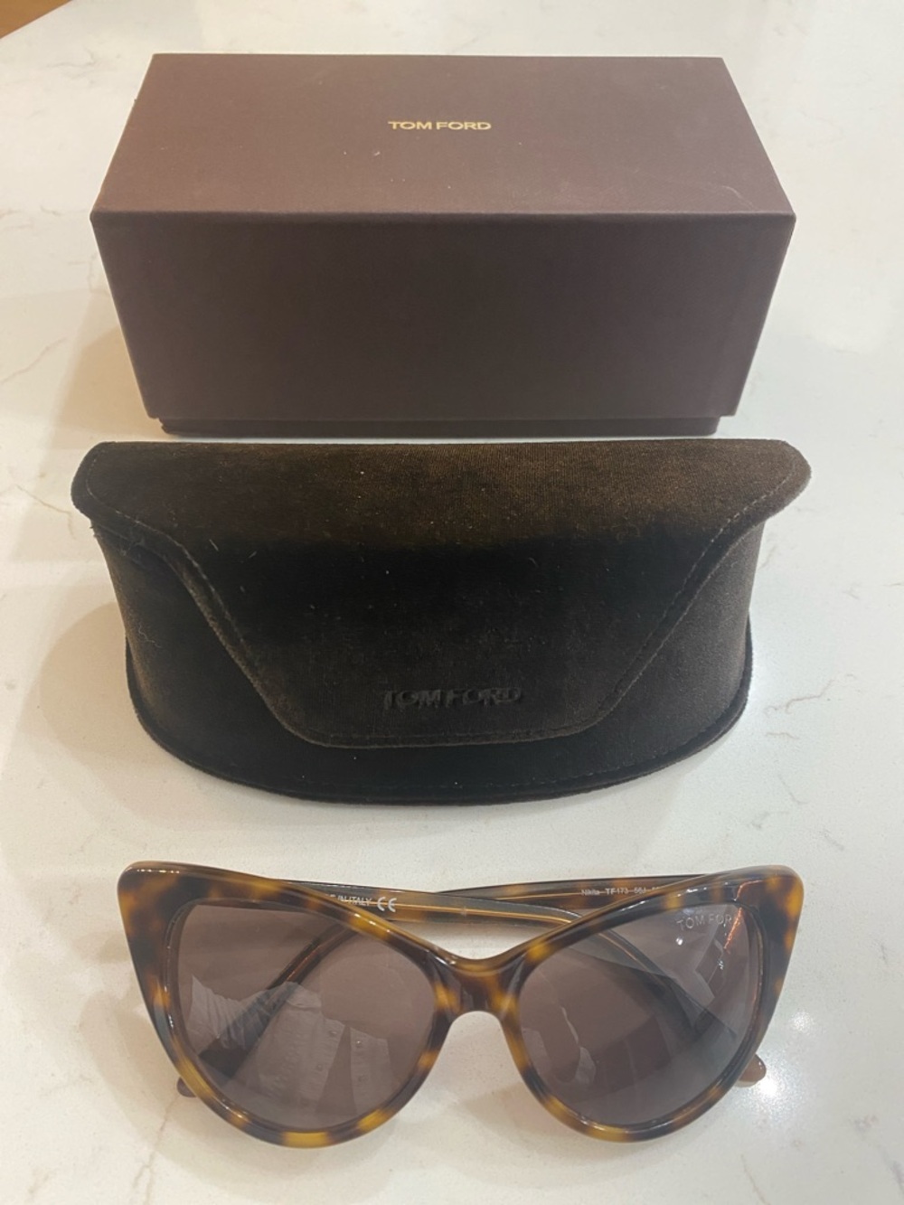 Tom Ford Tortoiseshell Cat Eye Sunglasses Brown Lenses